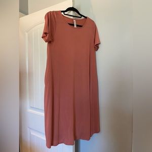 Mauve Cotton Dress w/ Pockets. Medium